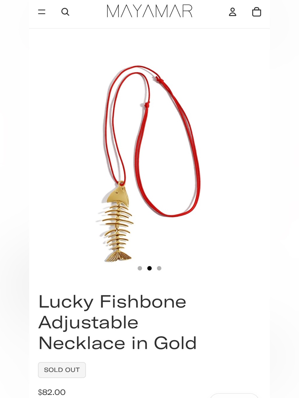 Mayamar Lucky fish rope necklace 24k plated